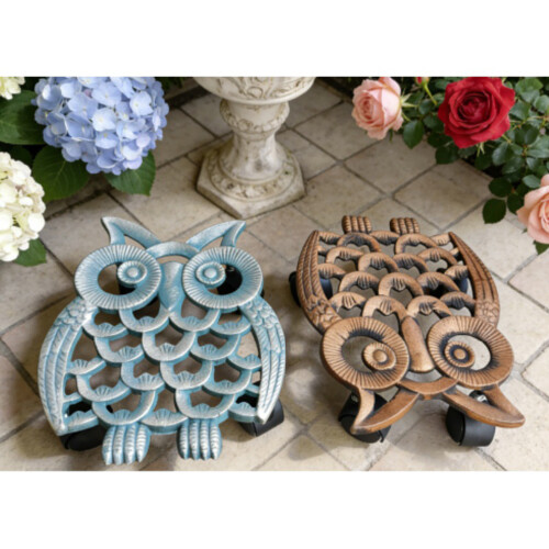 Support de jardin élégant à motifs de hibou, support de-bronze 1