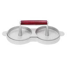 Double Hamburger Press, Aluminium Alloy Burger Patty Maker with Wooden Handle, Meat Press, Round Hamburger Patty Maker
