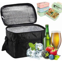 Insulated Bag, Lunch Bag 10L, Cooler Bag Meal Bag for Lunch/Work/School/Beach/Picnic, Black