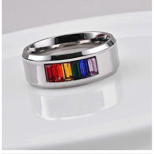 Rainbow Stainless Steel Ring Pride Ring Wedding Ring for Men Wome 1