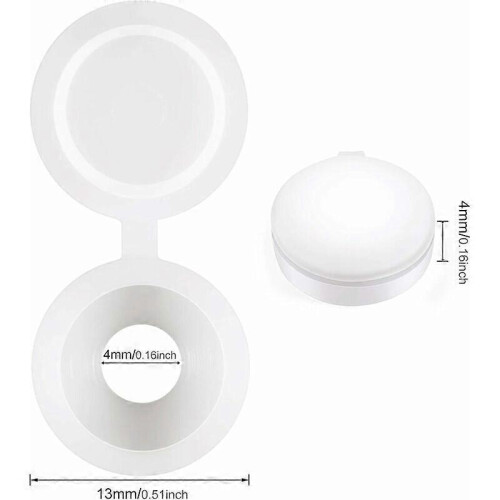 Plastic Hinged Screw Covers Fold Screw Lids Washer Flip Tops White 2