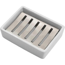 Sus304 Stainless Steel Ceramic Soap Dish,say No To Fluffy Soap, Easy Cleaning (white)