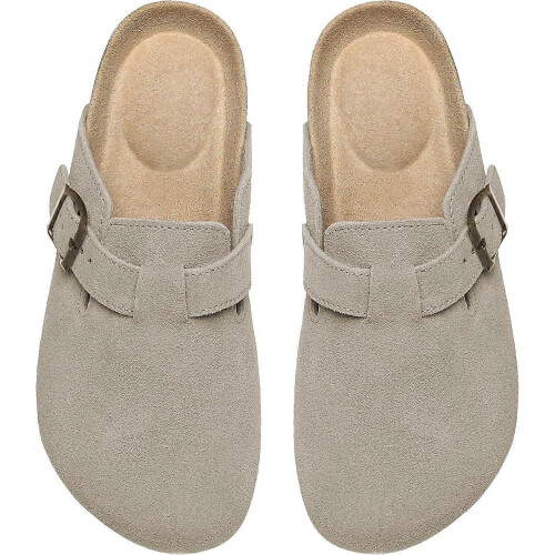 Women's Suede Leather Clogs Slip on Comfortable Home Mules Clogs Shoes 2
