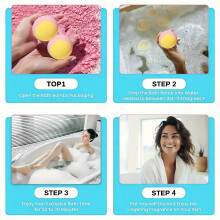 16pcs de mini bombes de bain dans des sachets transparents, disponibles dans les parfums rose, lavande, citron, orange