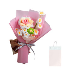 Hand Knitted Rose Lilies Of The Valley Bouquets With-Pink