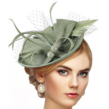 Fashionable Unisex Sun Hat With Feather-Bean green