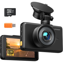 iZEEKER 2.5K Dash Cam, 1440P QHD Car Camera with Free 32GB Card, 3" IPS Display