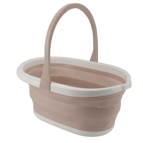 Collapsible Mop Bucket, Khaki, Large Capacity, PP