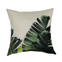 Almofadas decorativas de 45x45 cm com estampa de folhas botânicas, almofadas externas em linho poliéster com zíper, capas de almofada verdes