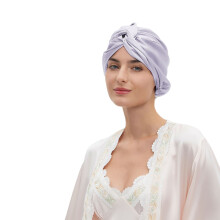 Comfortable Elastic Silk Sleep Bonnet Hat Hair-Light purp