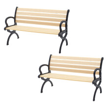 2Pcs Realistic Park Chair Miniature Chair Model-Wood color