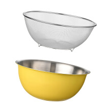Stainless Steel Vegetable Strainer Mixing Bowl And-Yellow