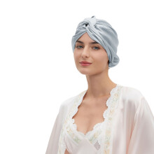 Adjustable Silk Hair Cover Elastic Knotted Hair Wrap-Light blue