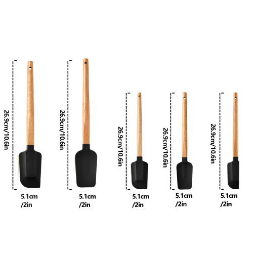 5 Piece Heat Resistant Silicone Baking Spatulas With Ergonomic 2
