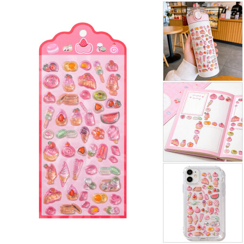 6Sheets Embossed Sticker Cartoon Sticker For-Mixed colors 2