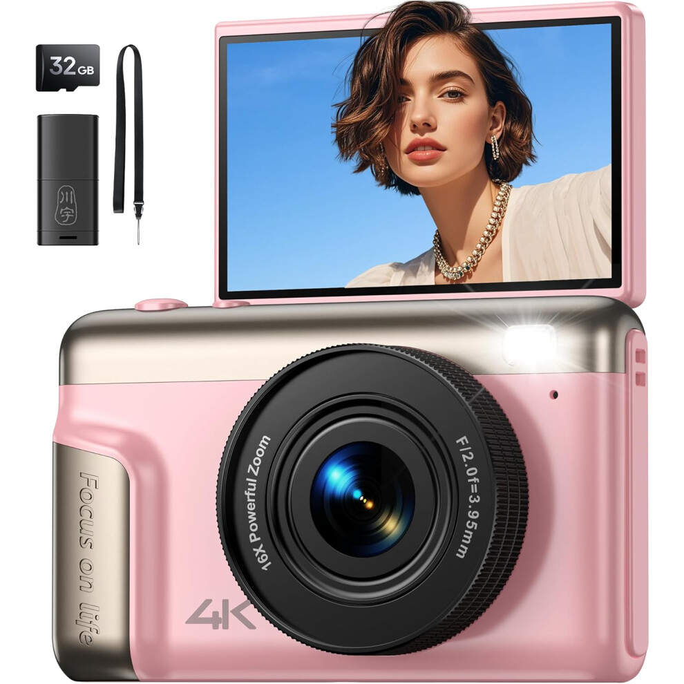 Digital Camera 4K For Photography Vlogging: 64Mp Compact Photo Camera 645249289375