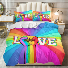 (F, 220x230cm) Rainbow Duvet Cover Set For Teens Colorful Love Bedding Sets Love Heart Comforter Cover