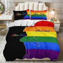 (D, 225x225cm) Rainbow Duvet Cover Set For Teens Colorful Love Bedding Sets Love Heart Comforter Cover