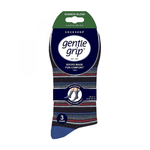 (Black/Red, 6-11 UK) - 6 Pack Mens Non Elastic Bamboo Socks 1