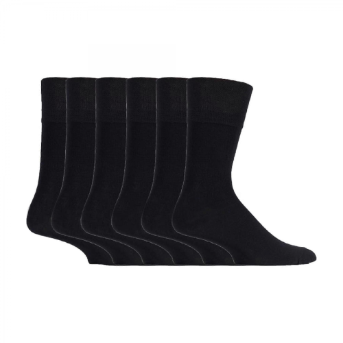 (Black, 6-11 UK) - 6 Pack Mens Non Elastic Bamboo Socks