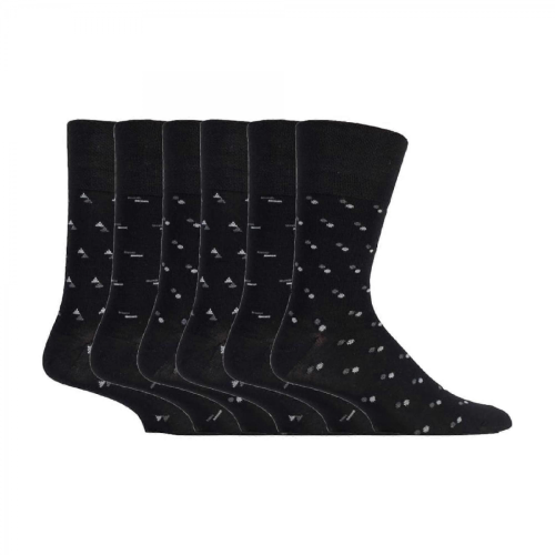 (Onyx, 6-11 UK) - 6 Pack Mens Non Elastic Bamboo Socks