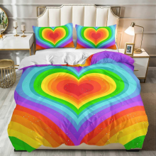 (B, 200x200cm) Rainbow Duvet Cover Set For Teens Colorful Love Bedding Sets Love Heart Comforter Cover