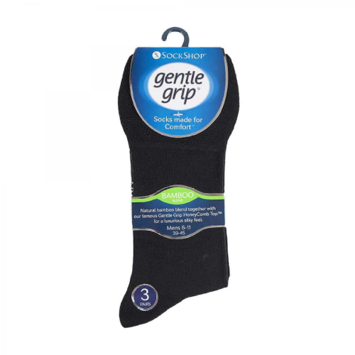 (Black/Navy/Grey, 6-11 UK) - 6 Pack Mens Non Elastic Bamboo Socks 1