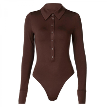 (Brown, L) 26-27 Blusa de manga larga con cuello de solapa y botones para mujer, ropa de otoño/invierno, top de estilo urbano blanco L