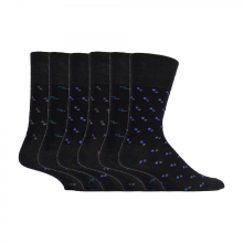 (Jet Black, 6-11 UK) Lot de 6 paires de chaussettes en bambou non élastiques pour homme