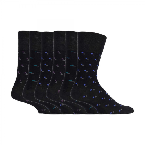 (Jet Black, 6-11 UK) - 6 Pack Mens Non Elastic Bamboo Socks