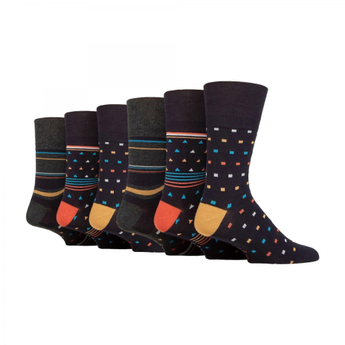 (Navy/Grey, 6-11 UK) - 6 Pack Mens Non Elastic Bamboo Socks