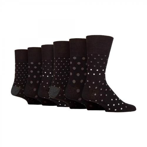 (Black/Grey, 6-11 UK) - 6 Pack Mens Non Elastic Bamboo Socks