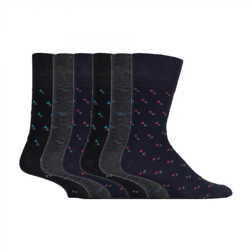 (Navy, 6-11 UK) - 6 Pack Mens Non Elastic Bamboo Socks