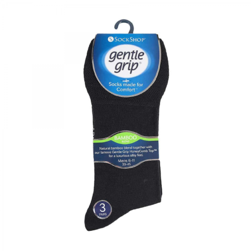 (Black, 6-11 UK) - 6 Pack Mens Non Elastic Bamboo Socks 1