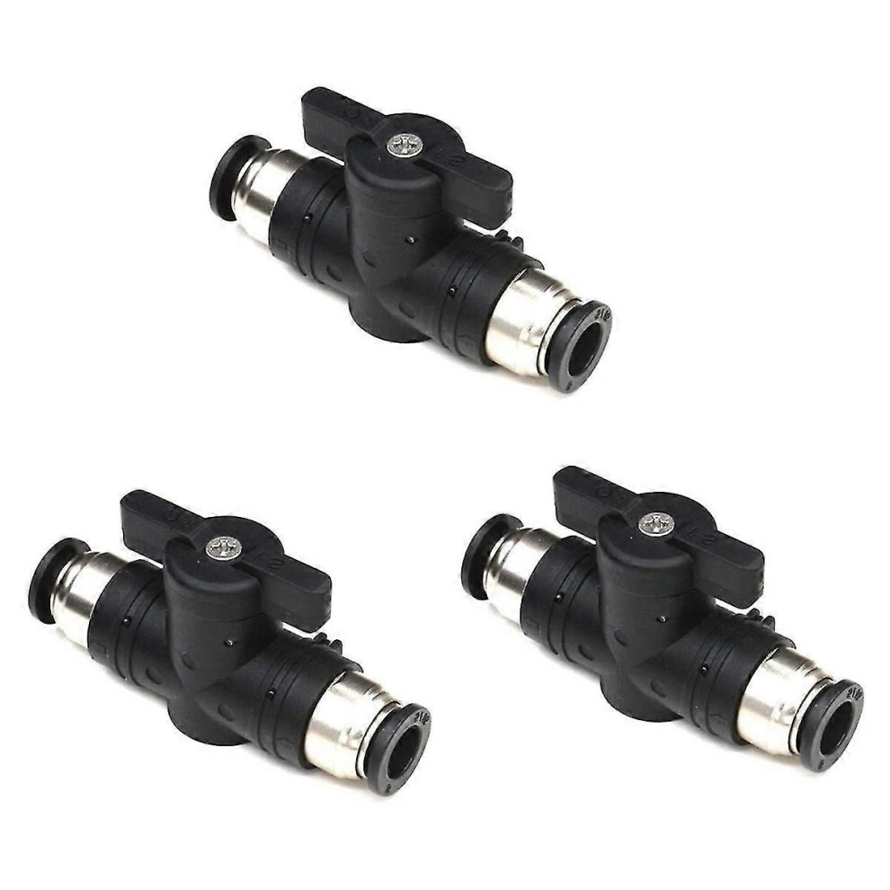 8Mm Push Connect Valve Ball Valve 8Mm Air Flow Control Valve Quick Connect Valve Tube Fittings 3 Pack 9172356186729