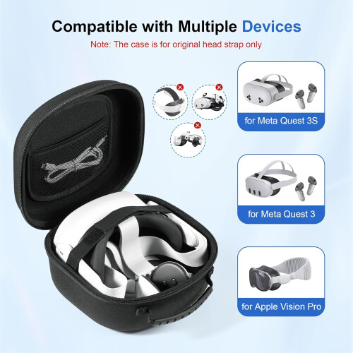 DEVASO Hard Carrying Case for Meta Quest 3S/Quest 3/Vision Pro VR Gaming Headset 2