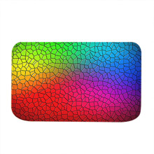 Abstracte pluche badkamermat, regenboogkleurige vakjes vloerkleed brengt levendigheid en textuur in je badkamer of slaapkamer.