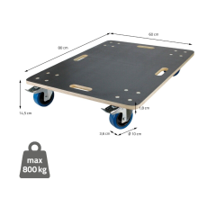 800kg Hand Dolly Trolley Cart Wooden Platform