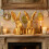 Traditionelle goldene Hasenstatue mit traditionellem-2 Packung 2