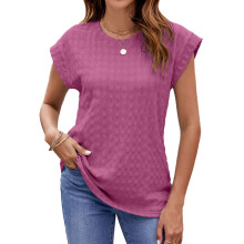 T-shirts Ă manches courtes et col rond pour femmes,-Rose rouge S