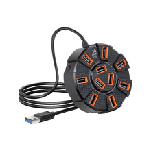 10 USB Hub Multiport USB 3.0 Hub Splitter, USB Adapter Extender for Laptop, Desktop, PC, Car, Game Console