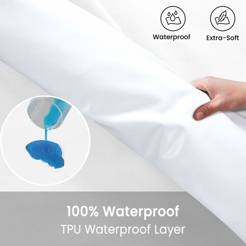 (White, Double ) Waterproof Mattress Protector-30cm Deep Elastic Fitted Sheet 1