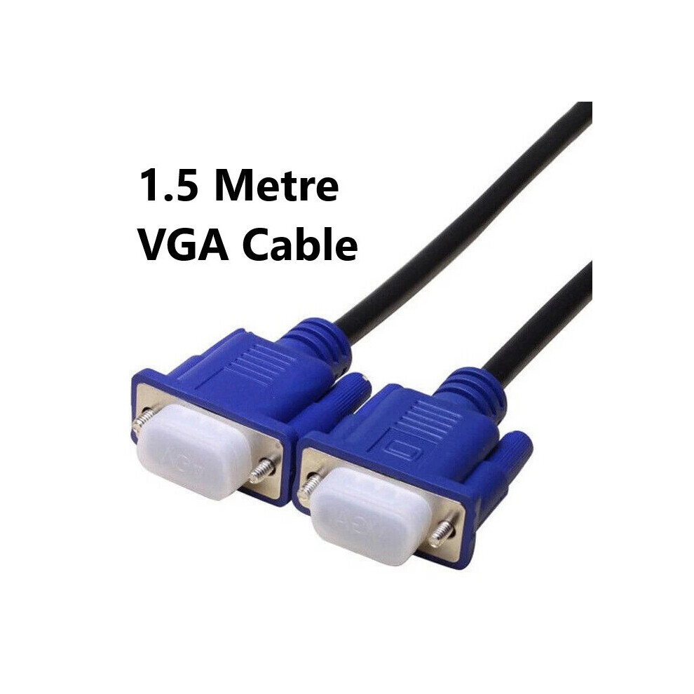 Male To Male Svga 15-Pin Vga Cable For Pc Monitor Tv Lead Lcd Display Cord 1.5 5099123312096