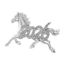 Symbol of Freedom Chinese Zodiacs Horse Brooch Pin for-Silver