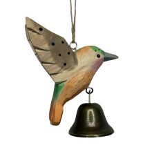 Hand Carved Wooden Hummingbird Figurines with Bells Wood-1