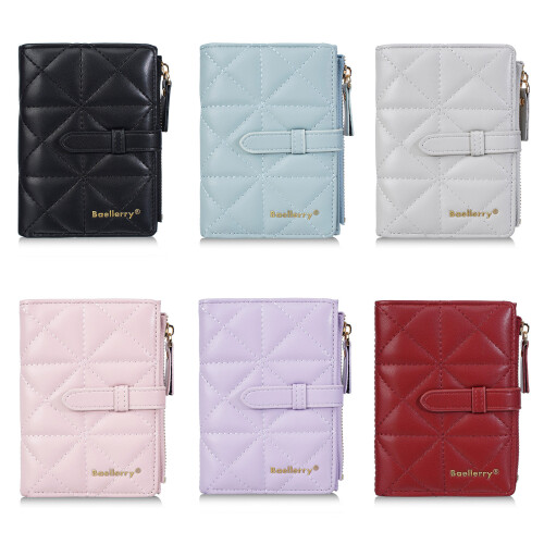 Elegant Quilted PU Leather Wallet with Multiple Card Slots-Blue 1