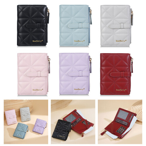 Elegant Quilted PU Leather Wallet with Multiple Card Slots-Blue 2