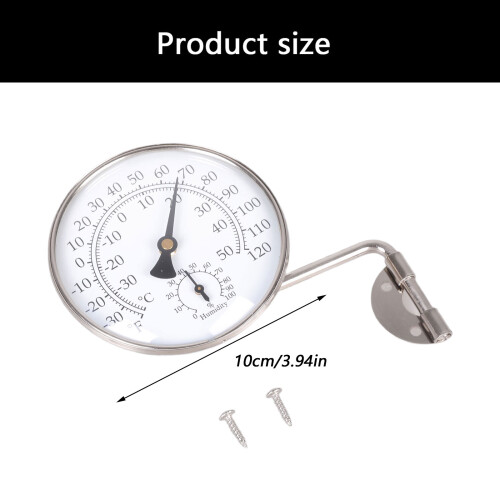 100mm Analog Thermometers Hygrometer Environment Gauge Silver 2