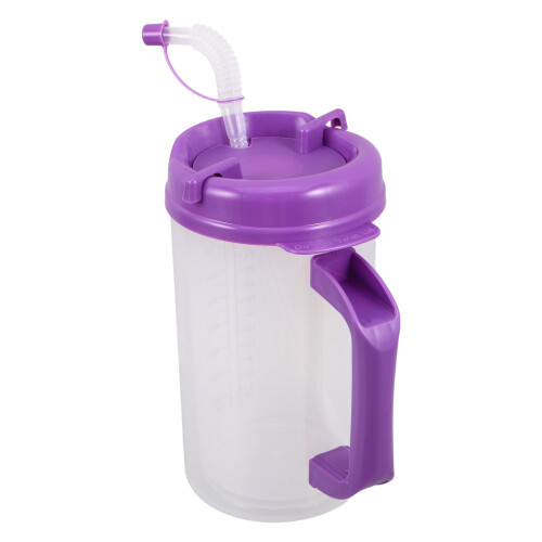 Spillproof Plastic Adaptive Water Bottle with Straw for Elderly