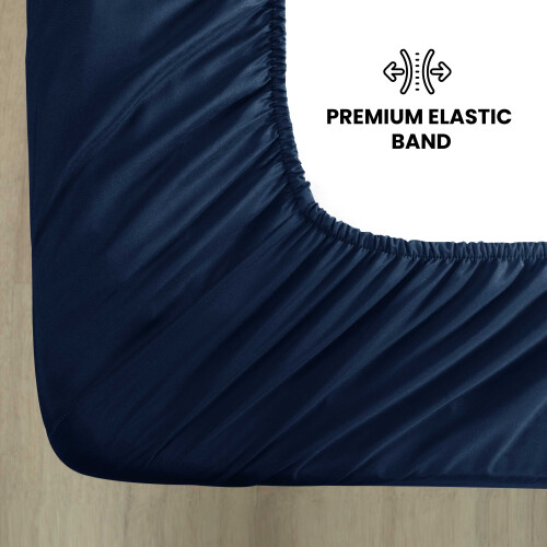 (Navy, Single) 2 Pack Waterproof Fitted Sheet Extra Deep Skirt 30cm 2